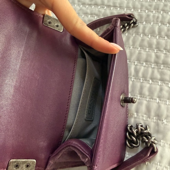 Chanel Quilted Velvet Mini Boy Flap Bag in Deep Purple - Picture 5 of 8
